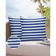 thumbnail image 6 of Pack of 2 Outdoor Pillow Covers, Colorful Blue and White Horizontal Stripes Waterproof Square Throw Pillowcase Cushion Decorative Pillow Covers for Couch Patio Tent, 26x26 in, 6 of 6