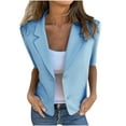 thumbnail image 1 of Blazer Décontracté pour Femme Wo-Fusoul, Manches Courtes, Ouvert à l'Avant, Couleur Unie, Haut de Travail/bureau avec Col Rabattu pour Toutes les Saisons, 1 of 6