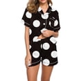 thumbnail image 4 of Women's Home Casual Print Button Up Lapel V Neck Top and Shorts Pocket Short Sleeve Shorts Pajamas Set 2pc Sleepwear LoungewearMulticolor,XL, 4 of 6