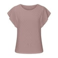 thumbnail image 4 of Mittory Women's T-Shirts Loose Fit Crew Neck Eyelet Short Sleeve Summer Casual Basic Tops, 4 of 6