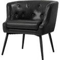 thumbnail image 4 of Renwick Modern Button Tufted Faux Leather Barrel Accent Chair,Black, 4 of 9