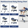 thumbnail image 3 of JieC Baby High Chair, 4 in 1 Convertible Highchair for Babies & Toddlers, Double Tray Dining Chair with 5-Point Harness & Silent Wheel,Blue, 3 of 10