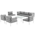 thumbnail image 3 of Modway Harmony 8 Piece Outdoor Patio Aluminum Sectional Sofa Set in White Gray, 3 of 8