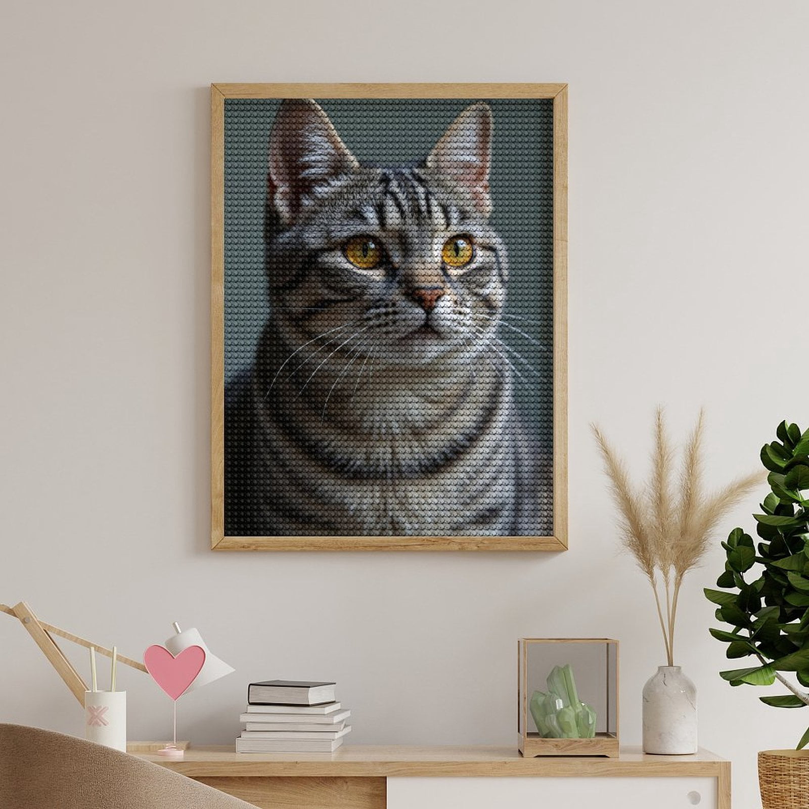 Diamond Art Kit for Adults, Majestic Tabby Cat Portrait Diamond Painting for Adults Beginners, 5D DIY Diamond Art Painting Kits, Colorful Diamond Painting Craft for Home Decor 12x16