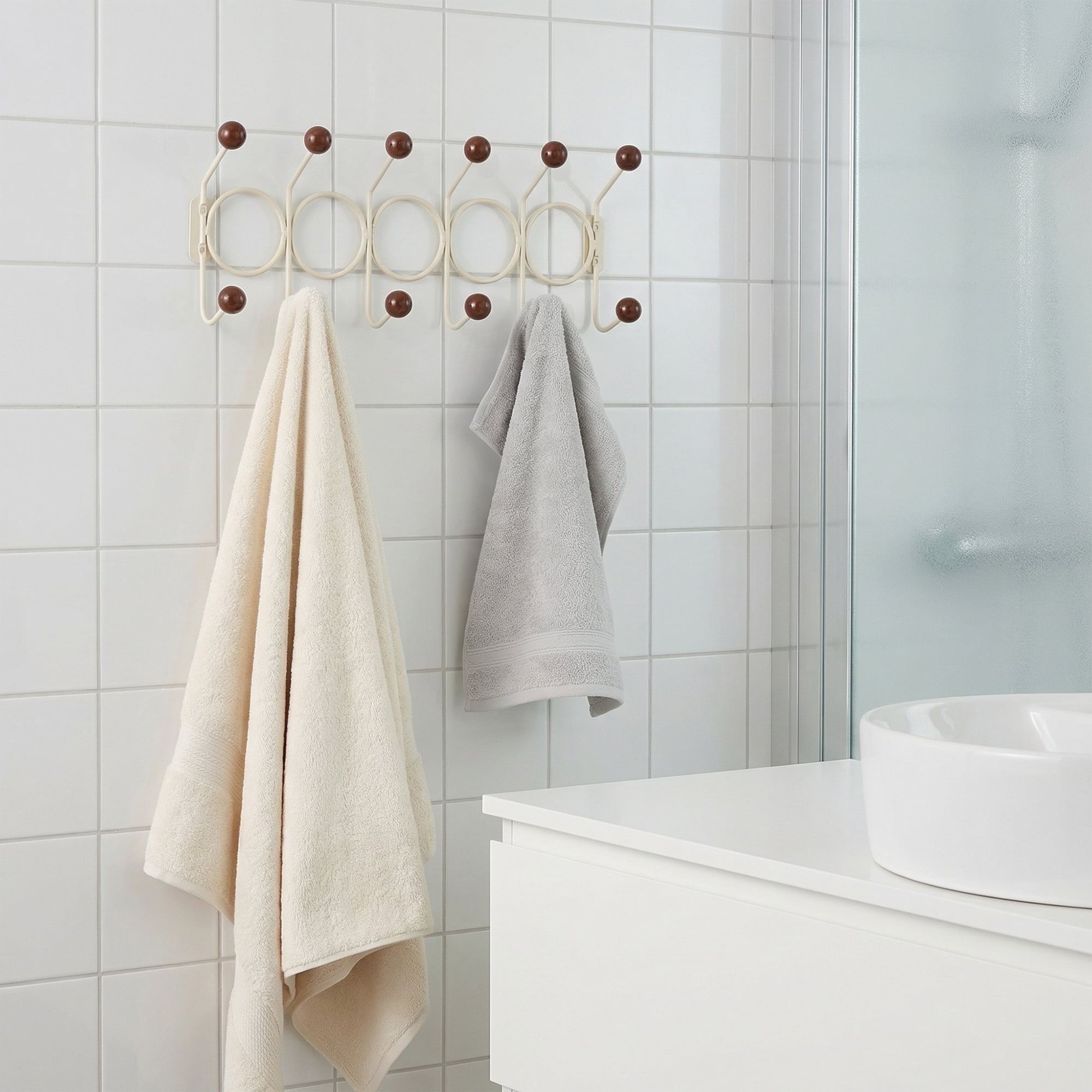 Unique Bargains Coat Rack Wall Mount with 12 Hooks for Entryway Bathroom Brown 43.5"x16.5"