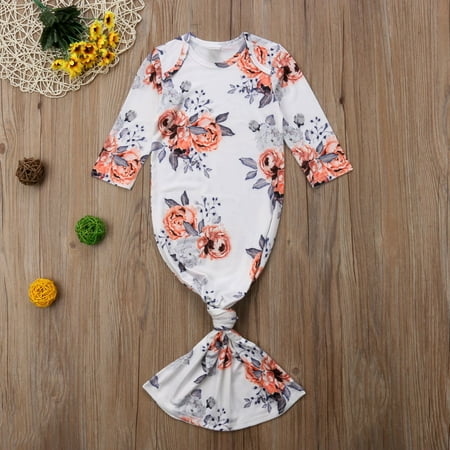 Baby Boy Night Dress Newborn Infant Kids Baby Girl Boy Bodysuit Floral Nightgown Sleepwear Gown Cotton Long Sleeve Pajamas Set Clothes Outfits 0-24 Months ()
