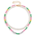 thumbnail image 1 of Collier Femme Superposé Perlé: Collier Ras du Cou en Fausse Perle Collier Court Bijou, 1 of 10