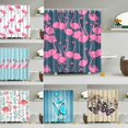 thumbnail image 2 of Cortina de ducha de poliéster con estampado de flamencos de animales de dibujos animados de baño nórdico impermeable para decoración del hogar, 2 of 5