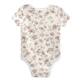 thumbnail image 2 of Pastel Purple Flowers Leaves Spring Pure Cotton Bodysuit Short Sleeve Pajamas One-Piece Romper Unisex 6M, 2 of 6