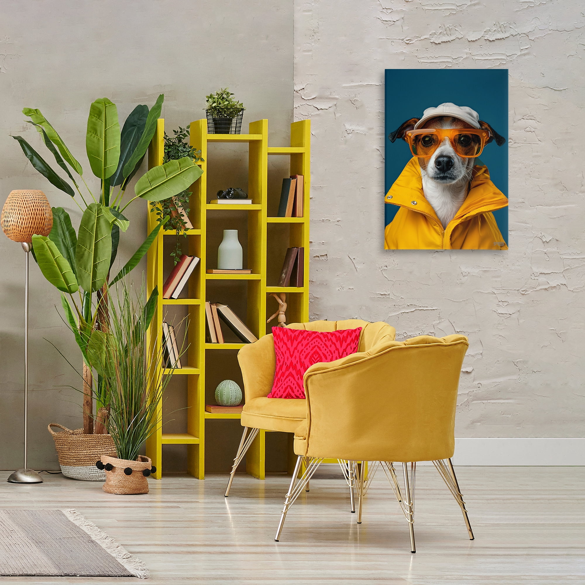 Stupell Industries Trendy Dog Friend Animals & Insects Painting Gallery Wrapped Canvas Art Print Wall Art, 20 x 30