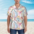 thumbnail image 2 of Sikiie Abstract Marble Texture Print Men's Hawaiian Shirt, Summer Beach Button Pocket Short Sleeve T-Shirt,, 2 of 7