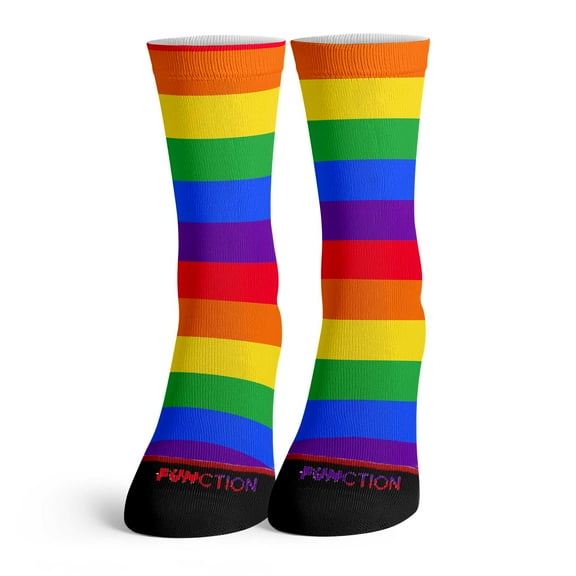 Function - Colorful LGBTQ Pride Rainbow Socks - Comfortable Striped Crew Socks Pride Month Parades Unisex, Inclusive Sizing