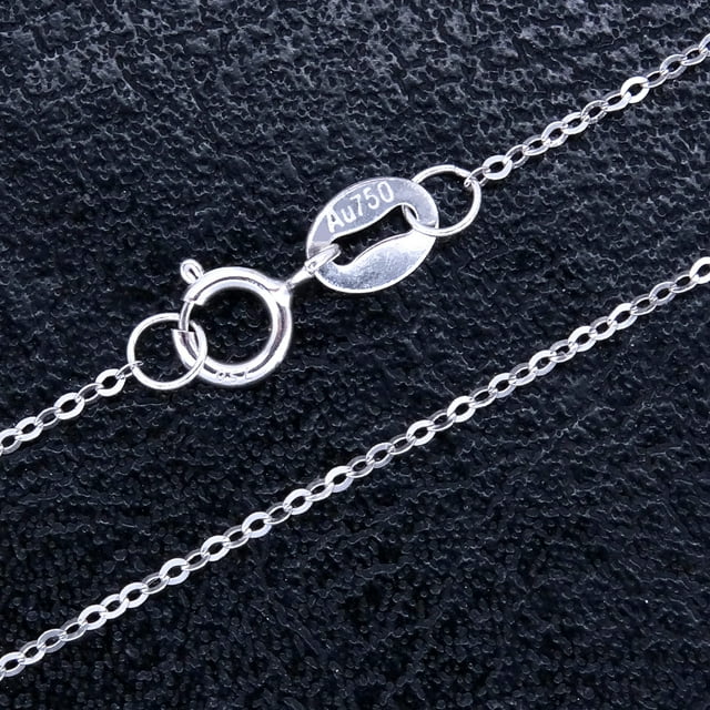 100% 18K White Gold Necklace Wedding Jewelry Fine Cute Rolo Chain 18"/45cm