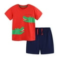 thumbnail image 2 of ZACPNCV Toddler Boys Shorts Outfit Sets Cartoon Printed Cotton Short Sleeve T-shirt and Shorts Set Summer Clothes Red 6-7 Years, 2 of 6