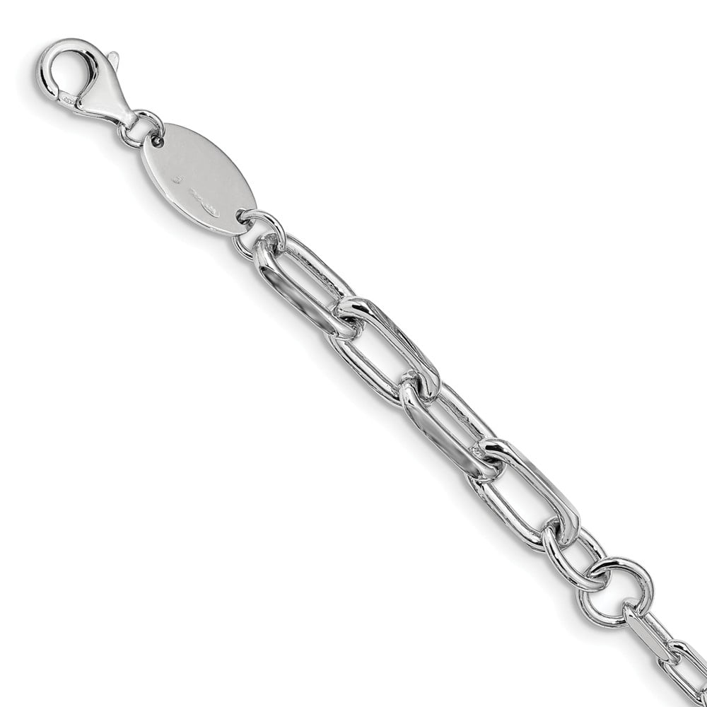 Solid 925 Sterling Silver Unique Link Bracelet with Secure Lobster Lock Clasp 8.25"