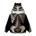 thumbnail image 4 of Otqutp Zip Up Hoodie for Girls Skeleton Print Cat Ear Long Sleeve Jacket Kids Halloween Sweatshirt Fall Windproof Coats, 4 of 4
