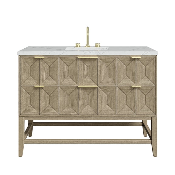 James Martin Vanities D100-V48-3Enc Emmeline 48" Single Basin Ash Wood Vanity Set - Pebble