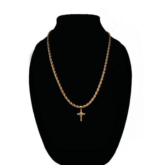 14k Bonded Gold Rope Chain with Tied Cross Pendant, Best Unisex Christmas Gift for Women, Men, Mother, Father, Girlfriend, Boyfriend, Her, Him, 14k Necklace with Charm, Best jewelry Gifts