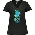 thumbnail image 3 of Inktastic Blue and Green Pineapple Women's Plus Size V-Neck T-Shirt, 3 of 5