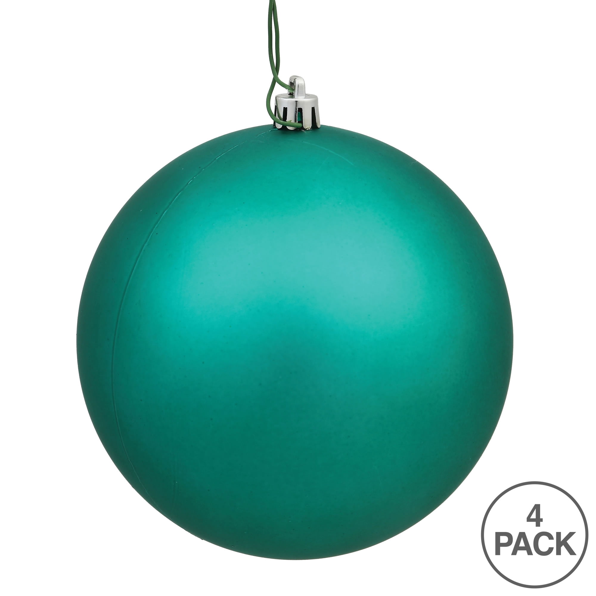 Vickerman 4.75" Teal Matte Ball Ornament, 4 per Bag