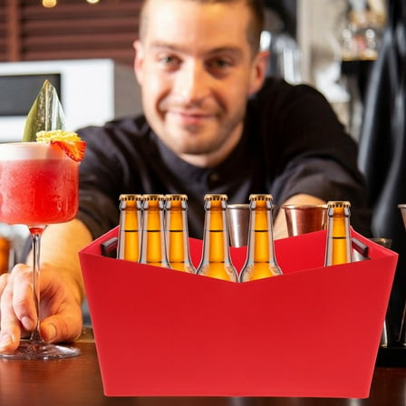 WHAMVOX Red Plastic Beer Bucket for Party Storage Multiuse Drink Container Holds Ice for Gatherings 2 Gallon
