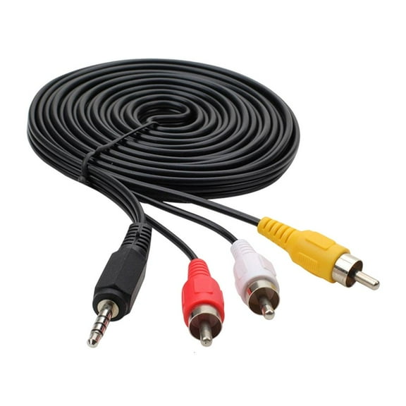 High Fidelitys 3.5mm to 3RCA AV Cable with Gold Plateds Connectors for Signal Transfer