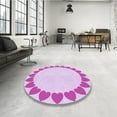 thumbnail image 3 of Ahgly Company Indoor Round Patterned Crimson Purple Area Rugs, 5' Round, 3 of 6