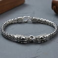 thumbnail image 4 of Fine Pure S925 Sterling Silver Chain Men Women Dragon Head Wheat Link Bracelet, 4 of 5