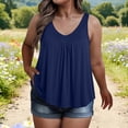 thumbnail image 2 of VBVC Women's Plus Size V Neck Tank Top, Ladies' Pleated Front Sleeveless Top, Casual Loose Fit Flowy Tunic For Women,Blue,XL-5XL, 2 of 6