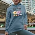 thumbnail image 2 of Focus on the Good, Retro Heart & Flowers Art Merch Gift, Light Blue Hooded Sweatshirt or Hoodie, Large, 2 of 5