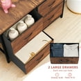 thumbnail image 4 of Nightstand, Set of 2 Bedside Table with 2 Storage Drawers, Wooden Top Fabric Cabinet Kids Mini Dresser for Bedroom, Closet, Entryway, College Dorm, Rust Brown, 4 of 7