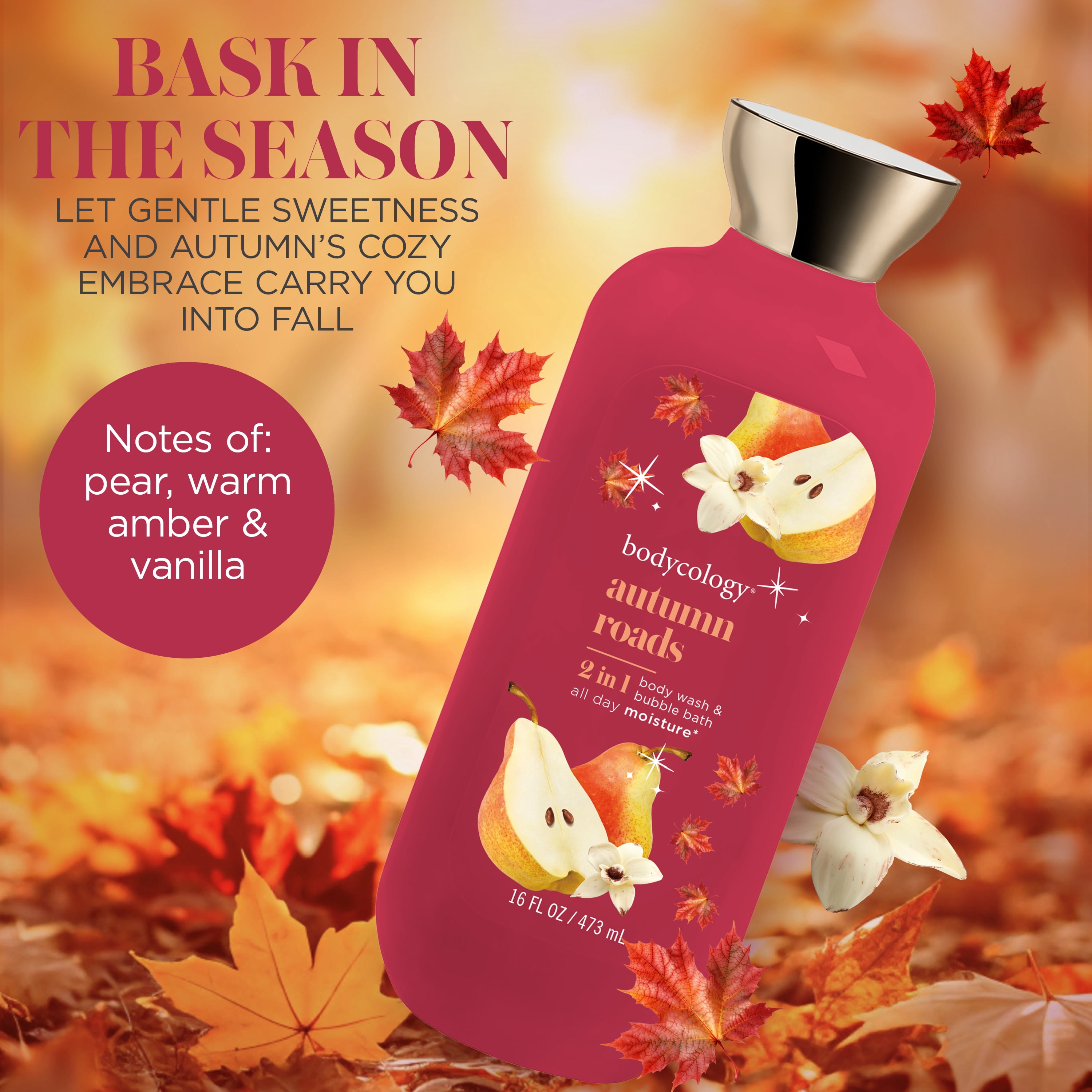 Bodycology 2-in-1 Body Wash & Bubble Bath, Autumn Roads, 16 fl oz