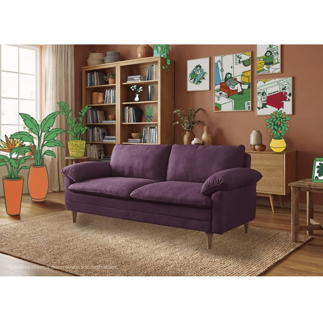 Sofá Cama Makora Milo Morado Velvet con Memory Foam y Respaldo Reclinable