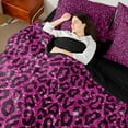 thumbnail image 5 of Feelyou Cheetah Leopard Print Twin Bedding Sets 7-Piece, Fuchsia Bling Art Bedding Comforter Set, Chic Polka Dot Abstract Reversible Sheet Sets, Luxury Bedroom Decor, 5 of 8