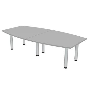 8 Person Boat Shaped Conference Table Silver Post Legs Power And Data