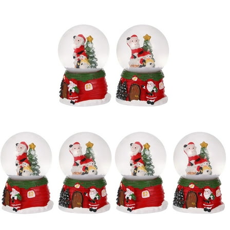 Gregiular 6 Pcs Creative Christmas Snow Globes Resin Crystal Balls Desktop Ornaments