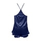 thumbnail image 5 of Gibobby Pijamas de lactancia Conjuntos de pijamas con volantes de satén de seda sexy para mujer Conjuntos de pantalones cortos Conjuntos de pijamas de satén Conjunto de pantalones (Azul marino, L), 5 of 5