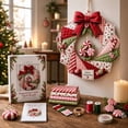 thumbnail image 6 of Christmas Wreath DIY Kit for Front Door, Fabric Patchwork Christmas Wreath Craft Set, Artificial Greenery Wreath with Hanger, Porch Window Wall Ornament, Indoor Outdoor Christmas Holiday Decor, 6 of 8