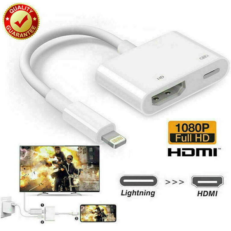 Fjerde overskæg religion Lightning To HDMI Cable Digital AV TV Adapter For iPhone 6 7 8 X XR 11 iPad  Pro - Walmart.com