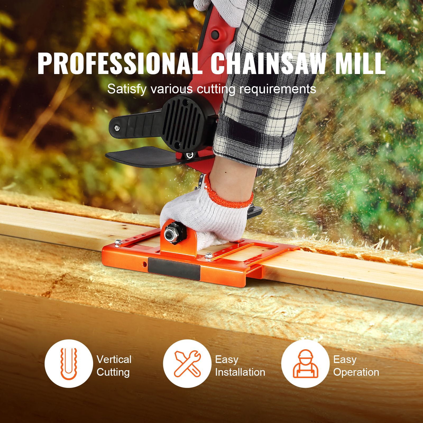Chainsaw Sawmill Attachment 2-6 Inch Vertical Cutting Cast Iron 1.45kg Lightweight for Electric Chainsaw Wood Cutting