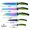 thumbnail image 2 of SiliSlick 5-Piece Kitchen Knife Set, Rainbow Titanium Blades with Rack & Portable Sharpener, 2 of 8