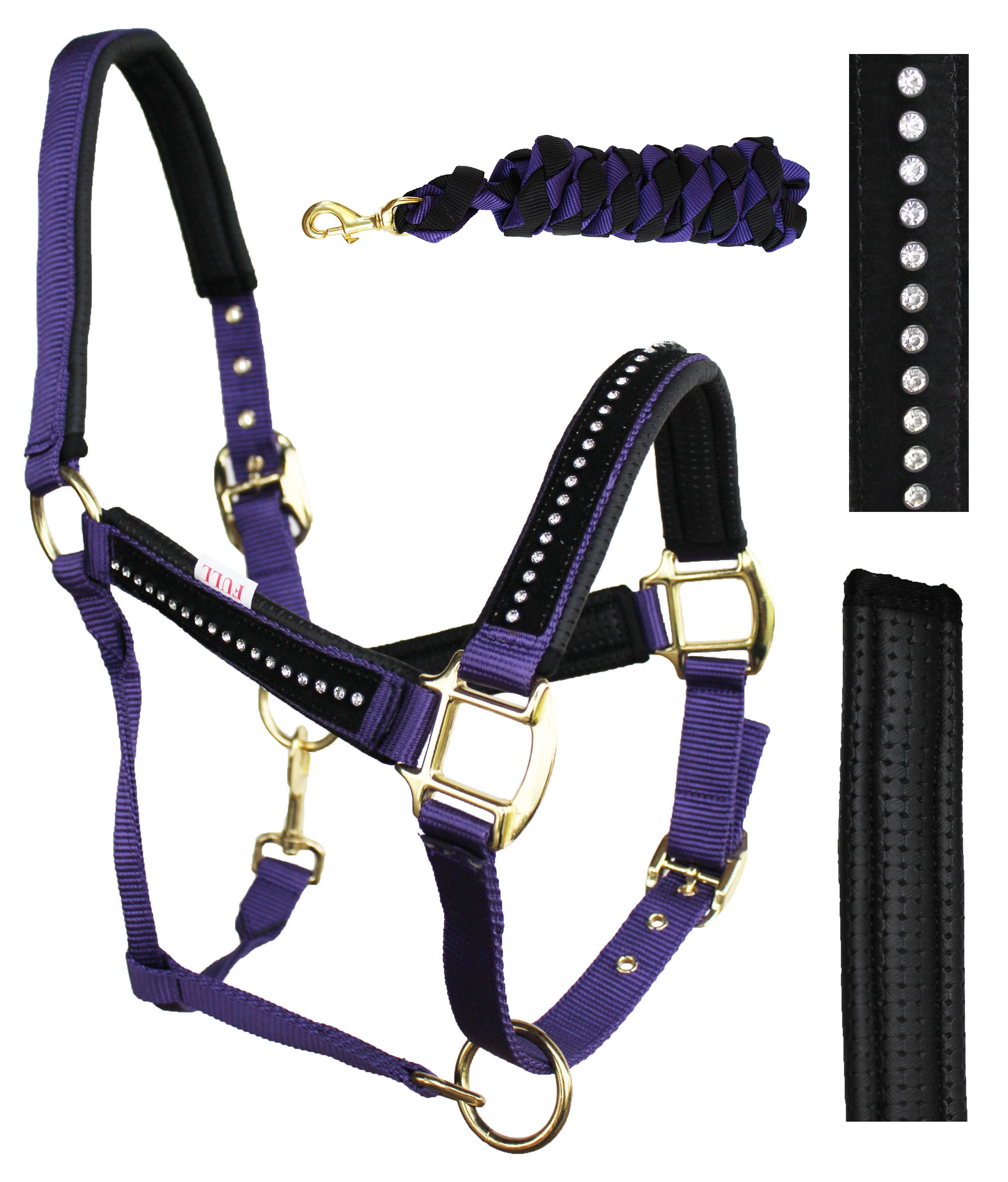 CHALLENGER Nylon Horse Halter Neoprene Padded Lead Rope Brass Hardware