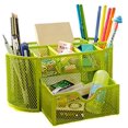 thumbnail image 2 of Space Saving Desk Tidy Multi-Functional Metal Wire Mesh 9 Compartment Office/School Supply Desktop Organizer Caddy W/Large Drawer, 2 of 2