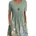 thumbnail image 3 of FASHIONWT Women Vintage Easter Printed Short Sleeve Crewneck Midi Pockets Dress, 3 of 4