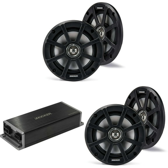 Kicker Marine KPX300.4 Powersports & Motorcycle Amp & (2) 6.5" Speakers (4 Ohm )