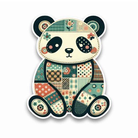 DOPASTICKER Cute Panda Patchwork Style Sticker Decal Car Window Scrapbook Phone Decal Water Bottle Stickers Cars Stickers Water Bottle Stickers For Kids