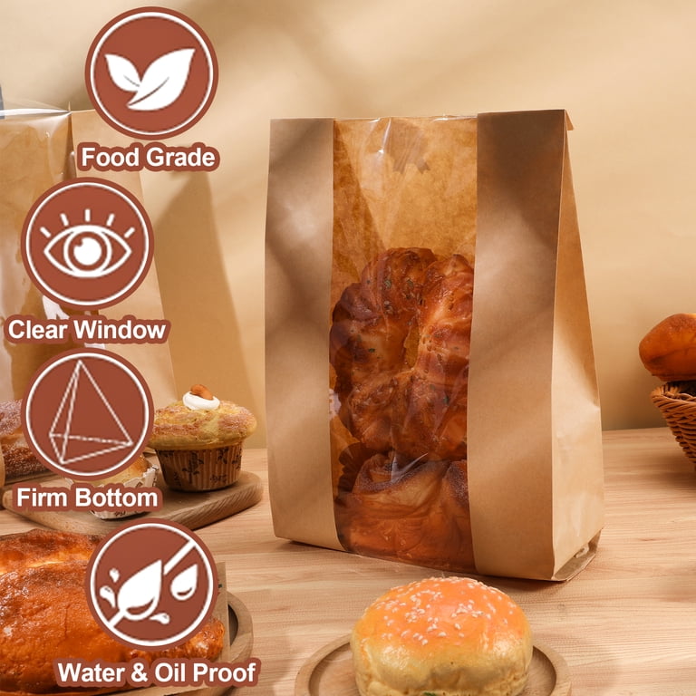 Hengguang Paper Bread Bags, Kraft with Window, 50 Count photo 5