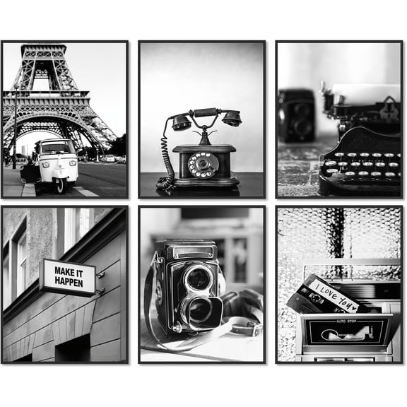 Canvas Poster Black and White City Wall Art, Modern Cityscape Photography Pictures for Bedroom Office Living Room Decor 8×10 inch Unframed