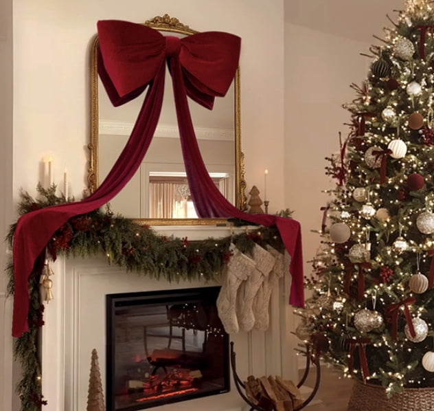 6 Ft Big Christmas Bows for Christmas Tree ,Indoor Christmas Decorations Home Room Party Hanging Decor