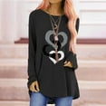 thumbnail image 2 of MesaSe T-Shirts à Manches Longues pour Femmes Time And Tru Femmes Mode Décontractée Imprimé Col Rond Ample T-Shirt à Manches Longues Haut Blouse Chandail, 2 of 6